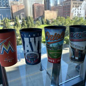 Set of 4 2017 MLB Atlanta Braves, Miami Marlins, Baltimore Orioles Souvenir Cups